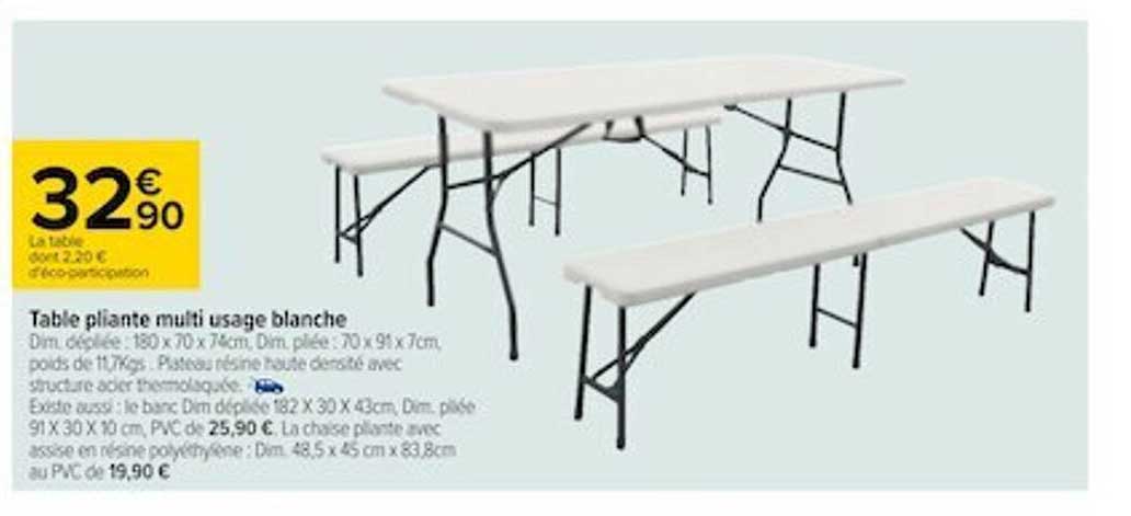 table pliante multi usage blanche
