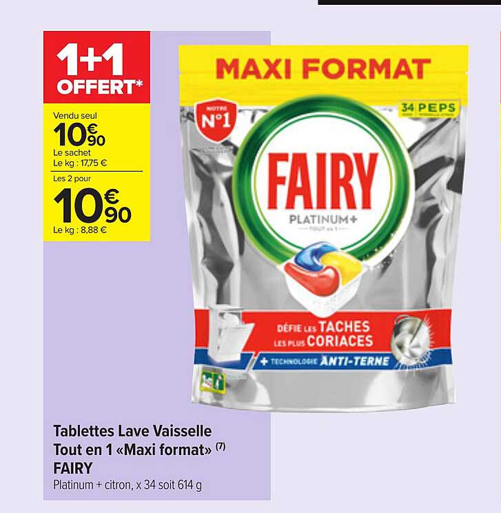 tablettes lave vaisselle tout en 1 «maxi format» fairy