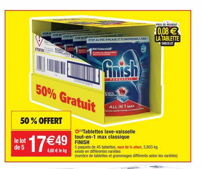 tablettes lave-vaisselle tout-en-1 max classique finish