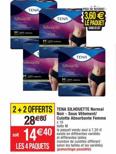 tena silhouette normal noir - sous vêtement - culotte absorbante femme