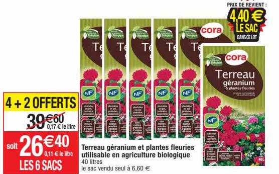 terreau géranium et plantes fleuries utilisable en agriculture biologique