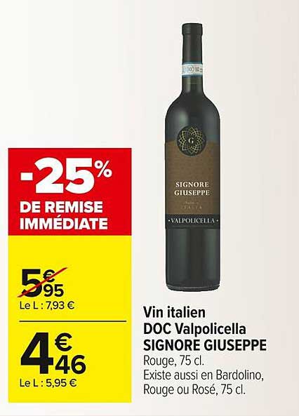 vin italien doc valpolicella signore giuseppe