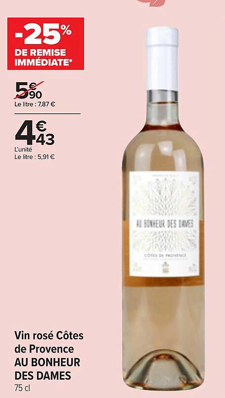 vin rosé côtes de provence au bonheur des dames
