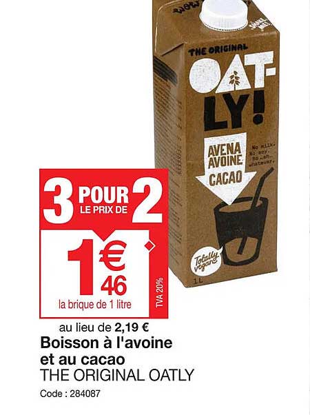 boisson à l'avoine et au cacao the original oatly