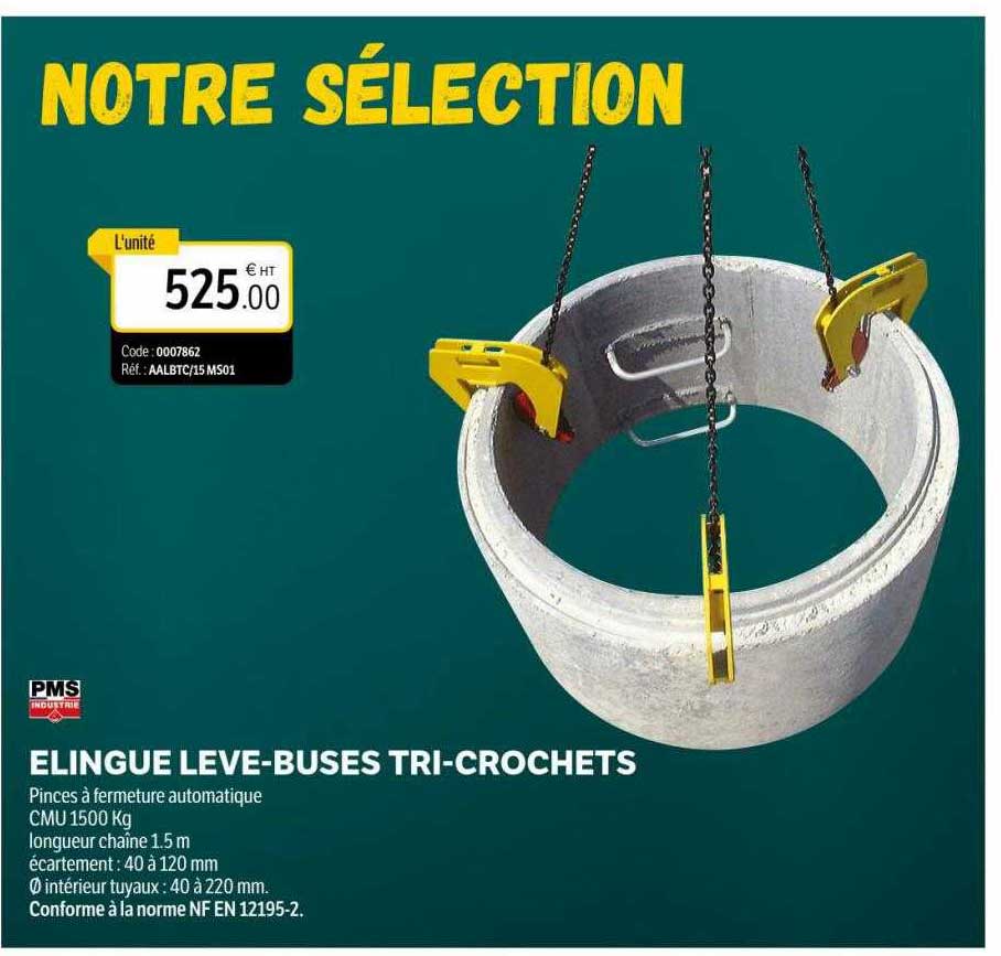 élingue lève-buses tri-crochets