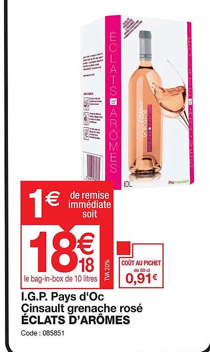 i.g.p. pays d'oc cinsault grenache rosé éclats d'arômes