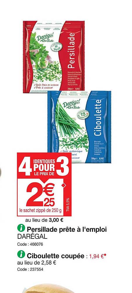 persillade prête à l'emploi darégal, ciboulette coupée