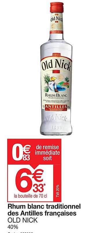 rhum blanc traditionnel des antilles françaises old nick