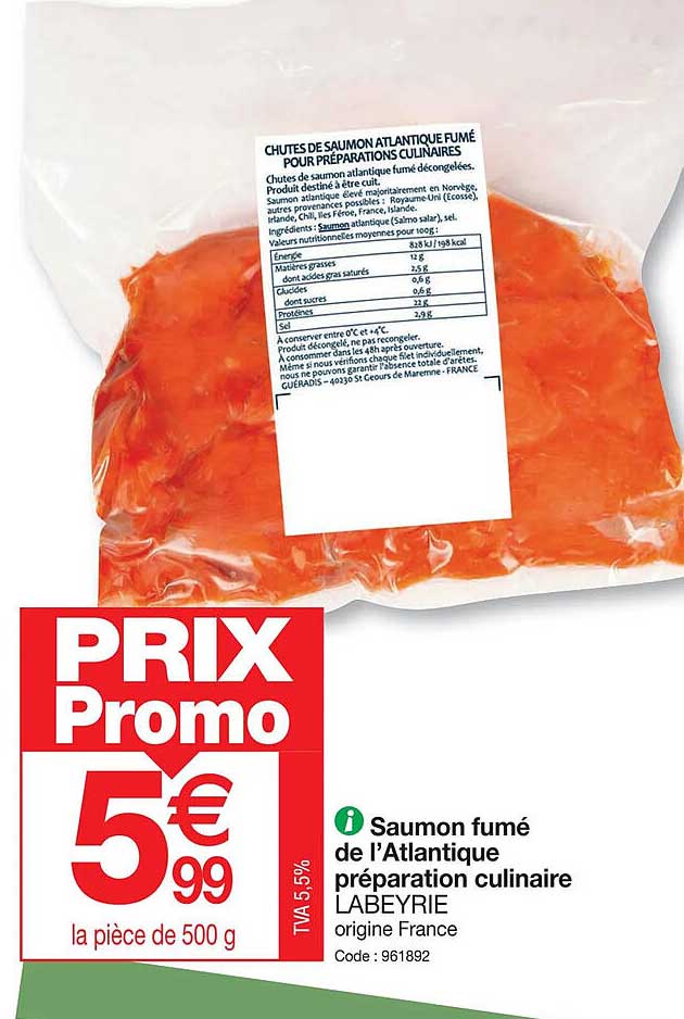 saumon fumé de l'atlantique préparation culinaire labeyrie