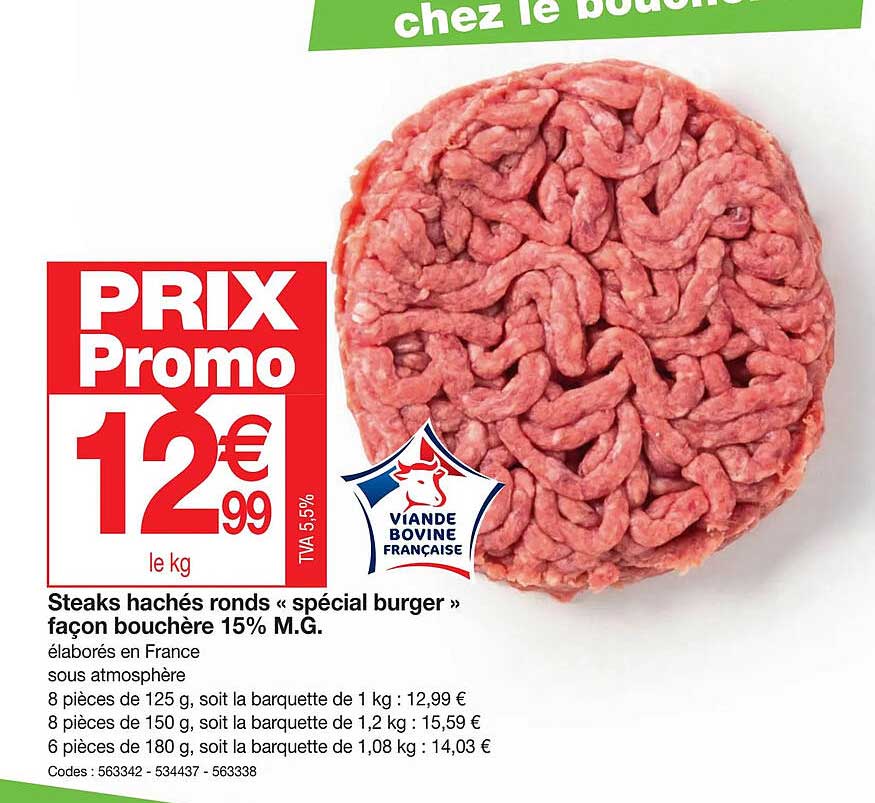 steaks hachés ronds «spécial burger» façon bouchère 15% m.g.