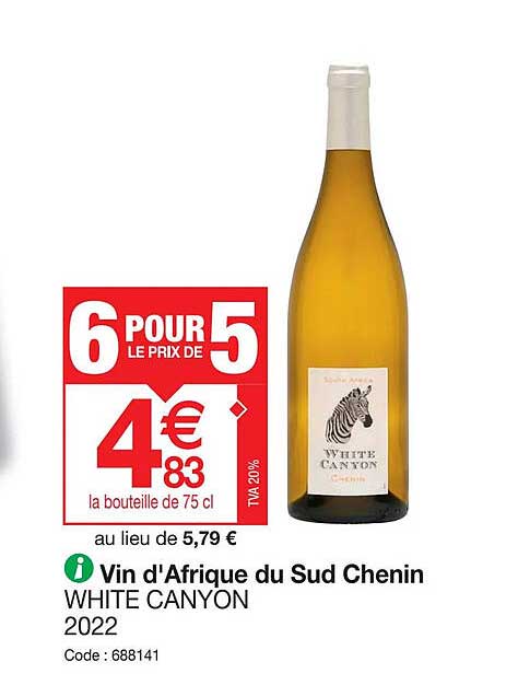 vin d'afrique du sud chenin white canyon 2022