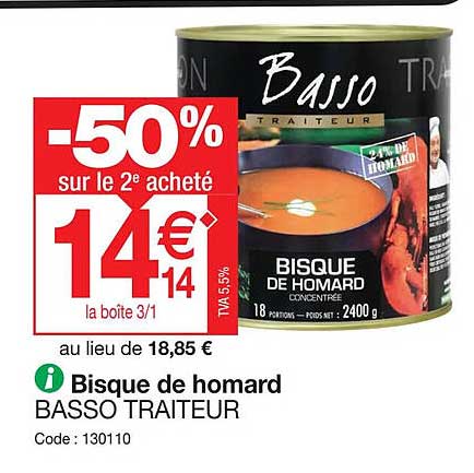 bisque de homard basso traiteur