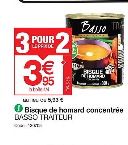 bisque de homard concentrée basso traiteur