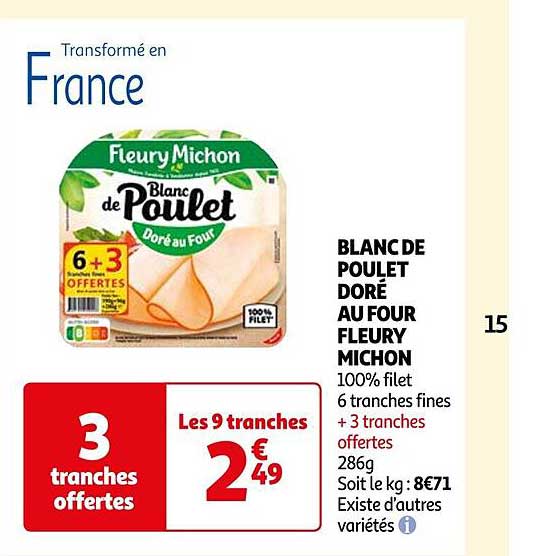 blanc de poulet doré au four fleury michon