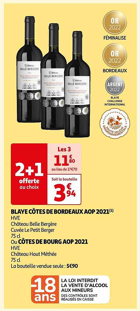 blaye côtes de bordeaux aop 2021 ou côtes de bourg aop 2021