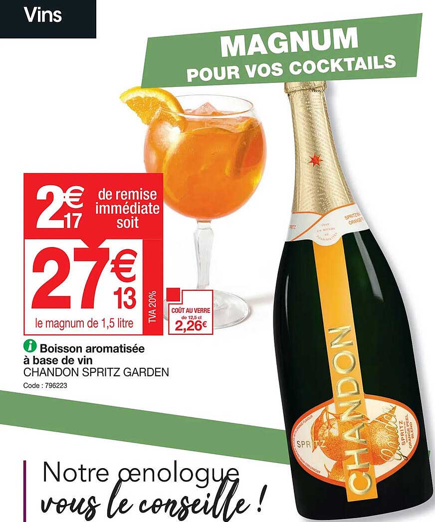 boisson aromatisée à base de vin chandon spritz garden