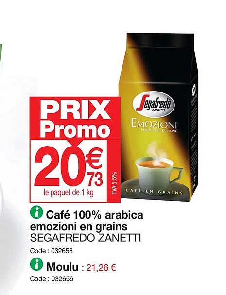 Café 100% Arabica Emozioni En Grains Segafredo Zanetti