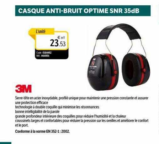 casque anti-bruit optime snr 35db 3m