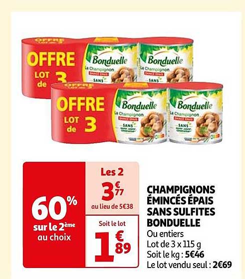 champignons émincés épais sans sulfites bonduelle