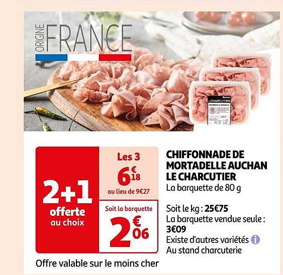 Chiffonnade De Mortadelle Auchan Le Charecutier