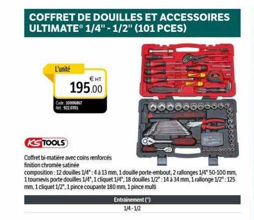coffret de douilles et accessoires ultimate 1-4" - 1-2" (101 pces) ks tools