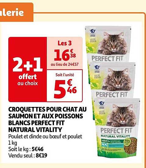 croquettes pour chat au saumon et aux poissons blanc perfect fit natural vitality