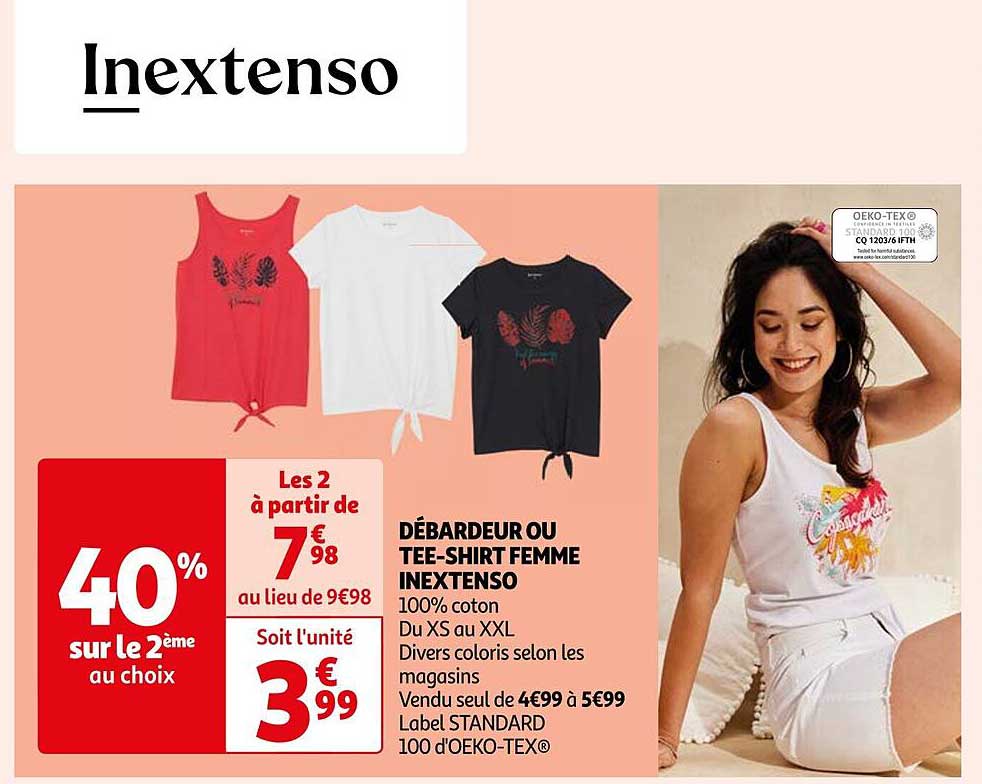 débardeur ou tee-shirt femme inextenso
