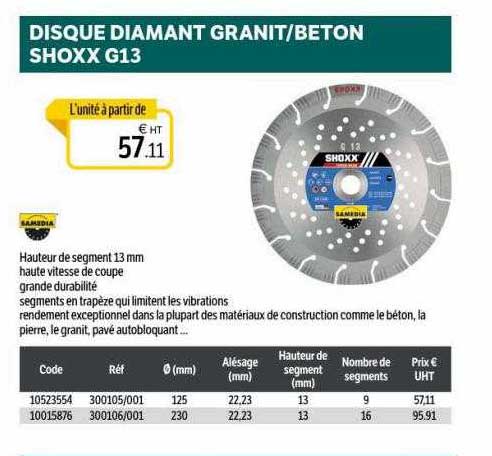 disque diamant granit-béton shoxx g13