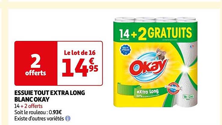 essuie tout extra long blanc okay