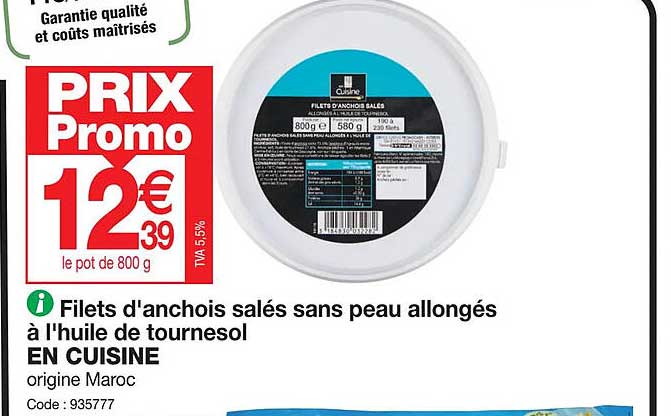 filets d'anchois salés sans peau allongés à l'huile de tournesol en cuisine