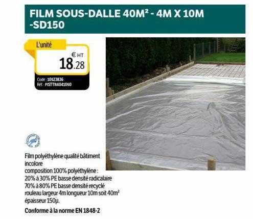 film sous-dalle 40m² - 4m x 10m - sd150