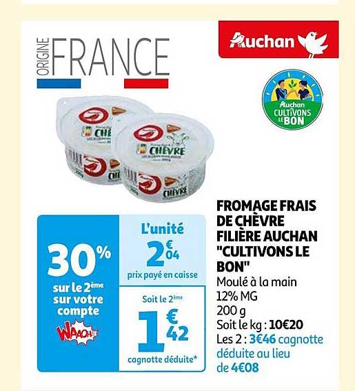 fromage frais de chèvre filière auchan "cultivons le bon"
