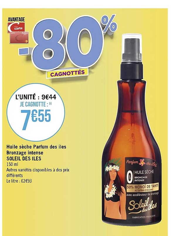 huile sèche parfum des iles bronzage intense soleil des iles