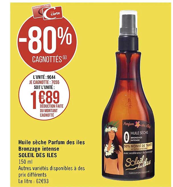 huile sèche parfum des iles bronzage intense soleil des iles