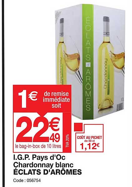 i.g.p. pays d'oc chardonnay blanc éclats d'arômes