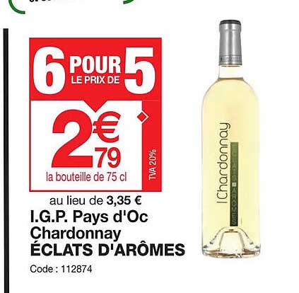 i.g.p. pays d'oc chardonnay éclats d'arômes