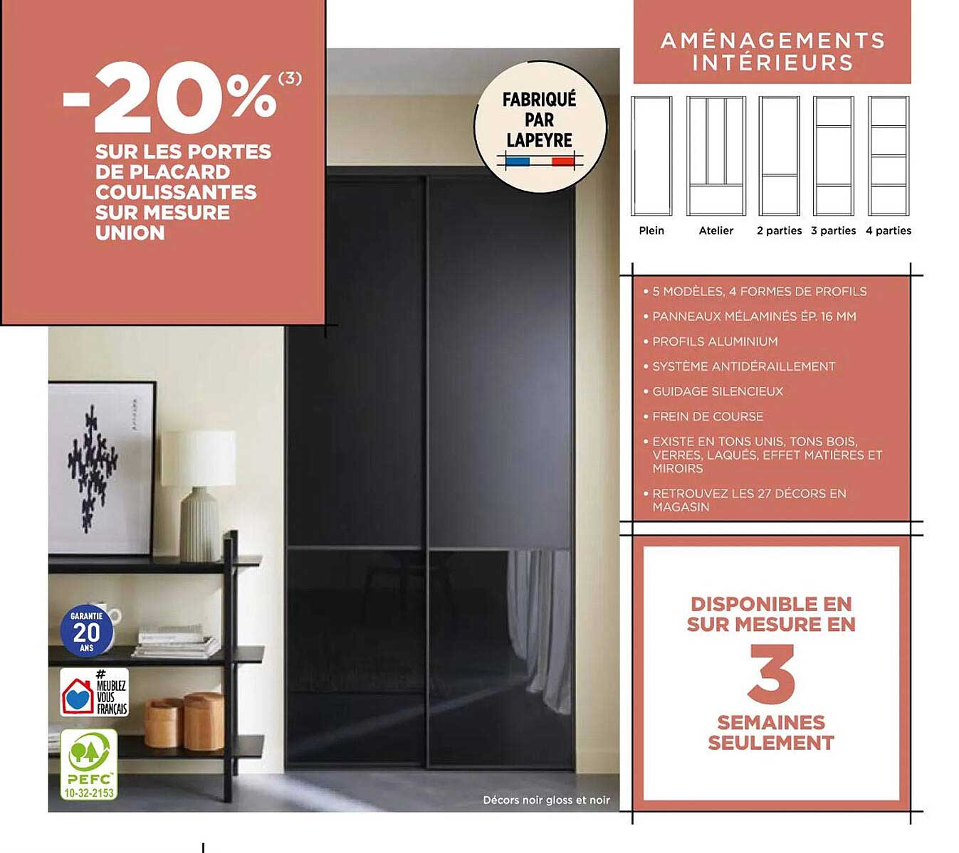 les portes de placard coulissantes sur mesure union