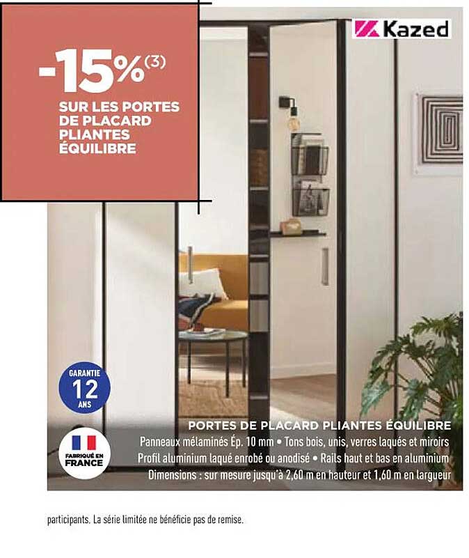les portes de placard pliantes équilibre kazed