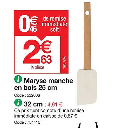 Maryse Manche En Bois 25 Cm