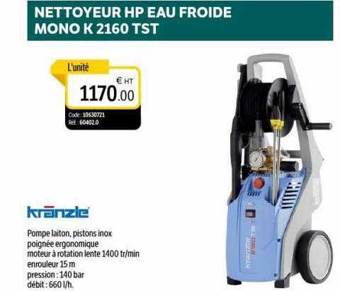 nettoyeur hp eau froide mono k 2160 tst kranzle