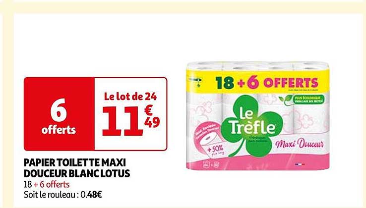 Papier Toilette Maxi Douceur Blanc Lotus