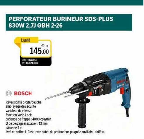 perforateur burineur sds-plus 830w 2,7j gbh 2-26 bosch