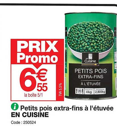 petits pois extra-fins à l'étuvée en cuisine