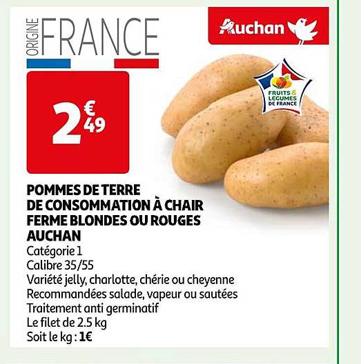 Pommes De Terre De Consommation à Chair Ferme Blondes Ou Rouges Auchan