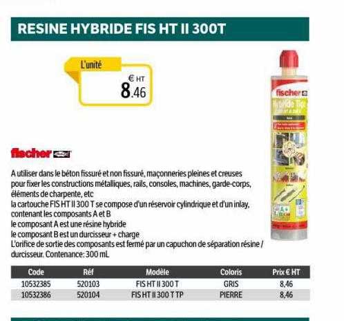 résine hybride fis ht II 300t fischer