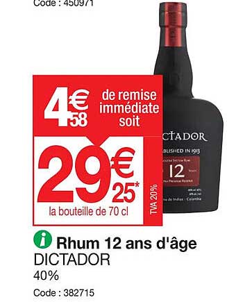 rhum 12 ans d'âge dictador
