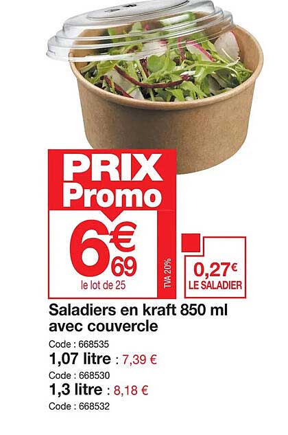 Saladiers En Kraft 850ml Avec Couvercle