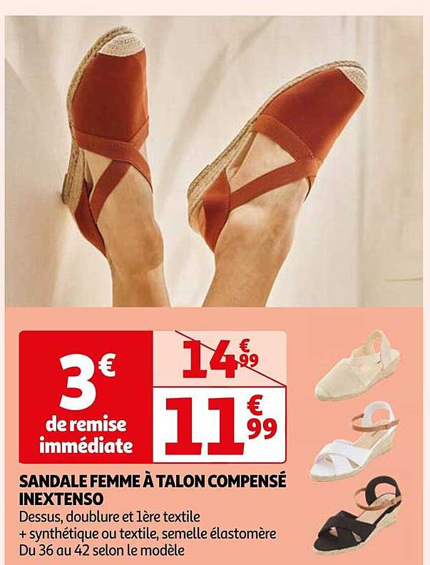 sandale femme à talon compensé inextenso