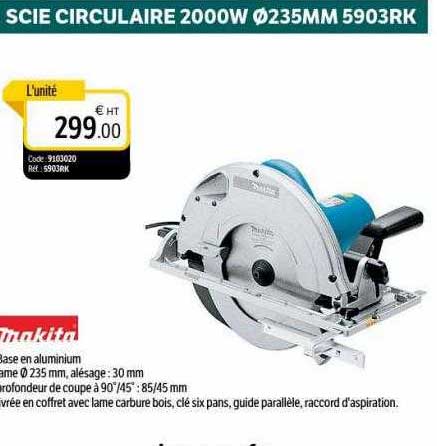 scie circulaire 2000w ø235 mm 5903rk makita