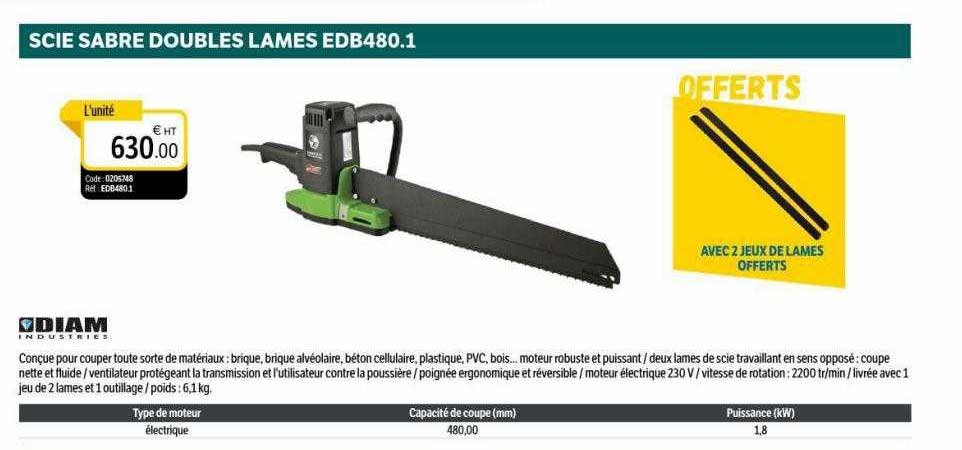 scie sabre doubles lames edb480.1 diam